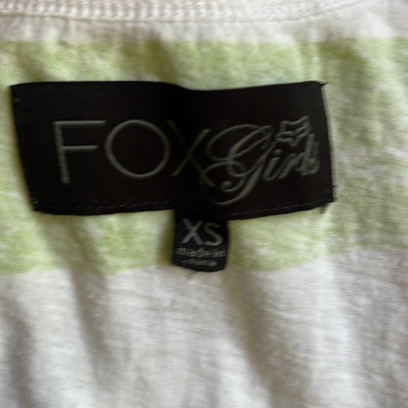 FOX Girls lime green and white striped racerback tank with patch size XS! - Picture 6 of 8